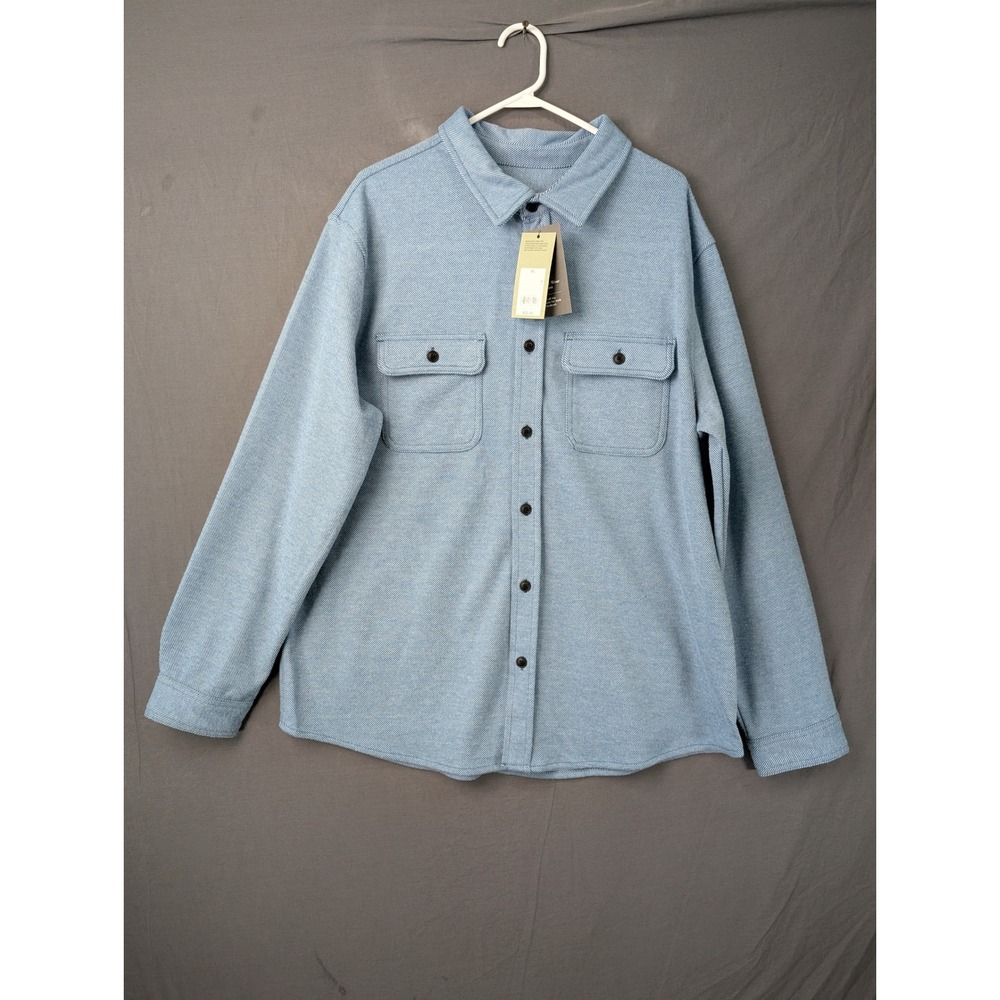 Goodfellow & Co Mens XL Blue Knit Button Down Shirt Long Sleeve Textured Shacket